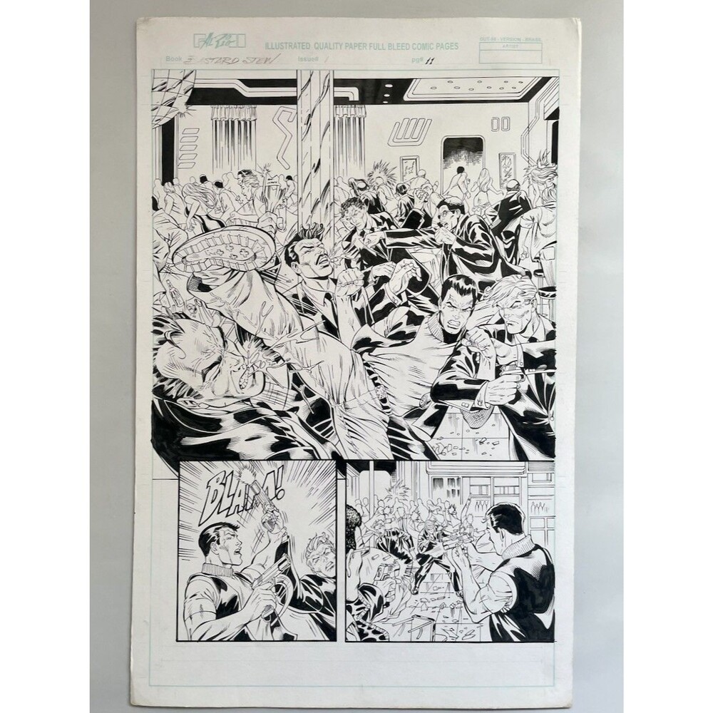 Bastard Stew Original Art page 11 by Al Rio 11.5x17.5 Action Fight Scene